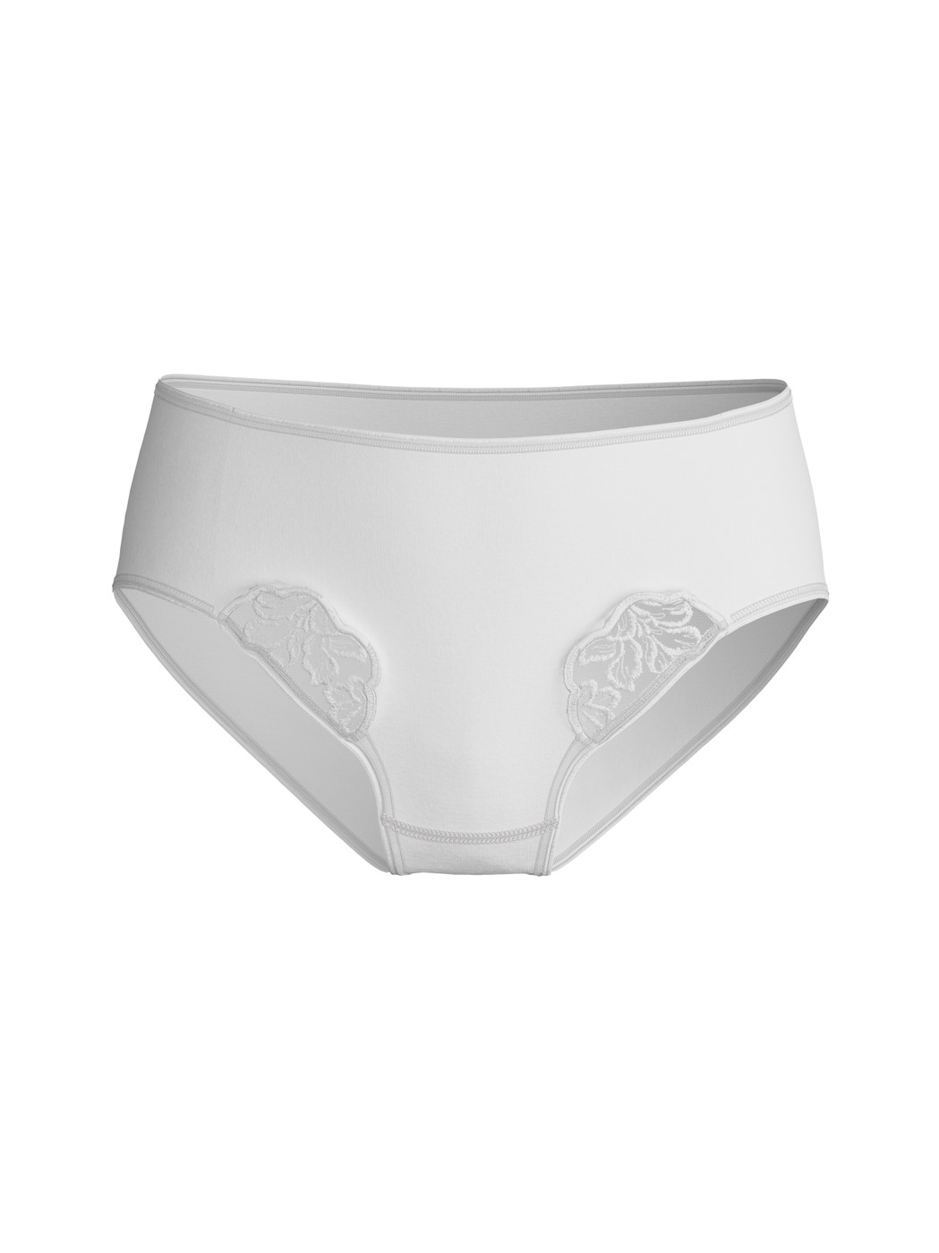 Femme - Culotte taille haute en 100% coton de couleur Blanc, Dentelle, de la série Cotton Desire de CALIDA
