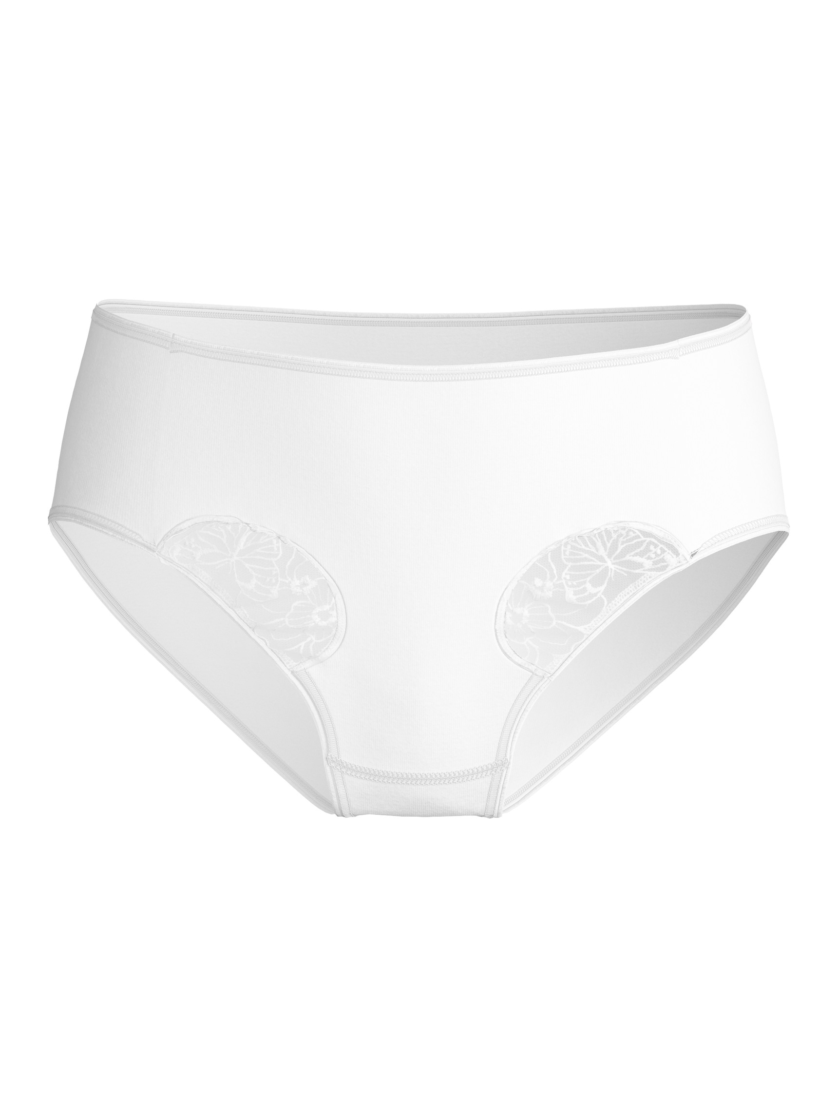Women - Mid-rise briefs made of 100% Cotton in White, Lace, from the Cotton Desire series by CALIDA