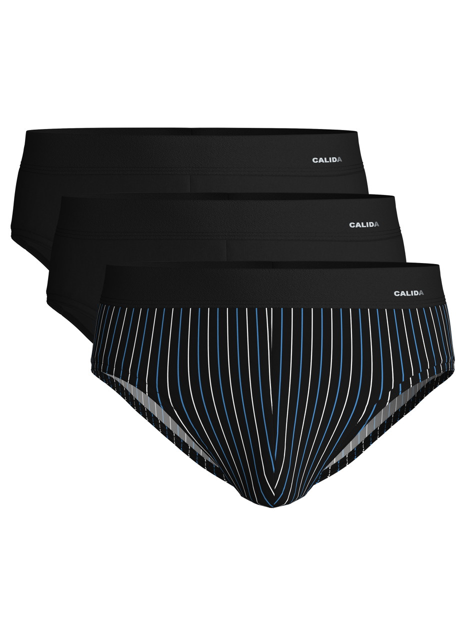 Multipack Herren - Herren-Slip, 3er-Pack aus Baumwolle in Schwarz, Gestreift aus Serie Cotton Special von CALIDA