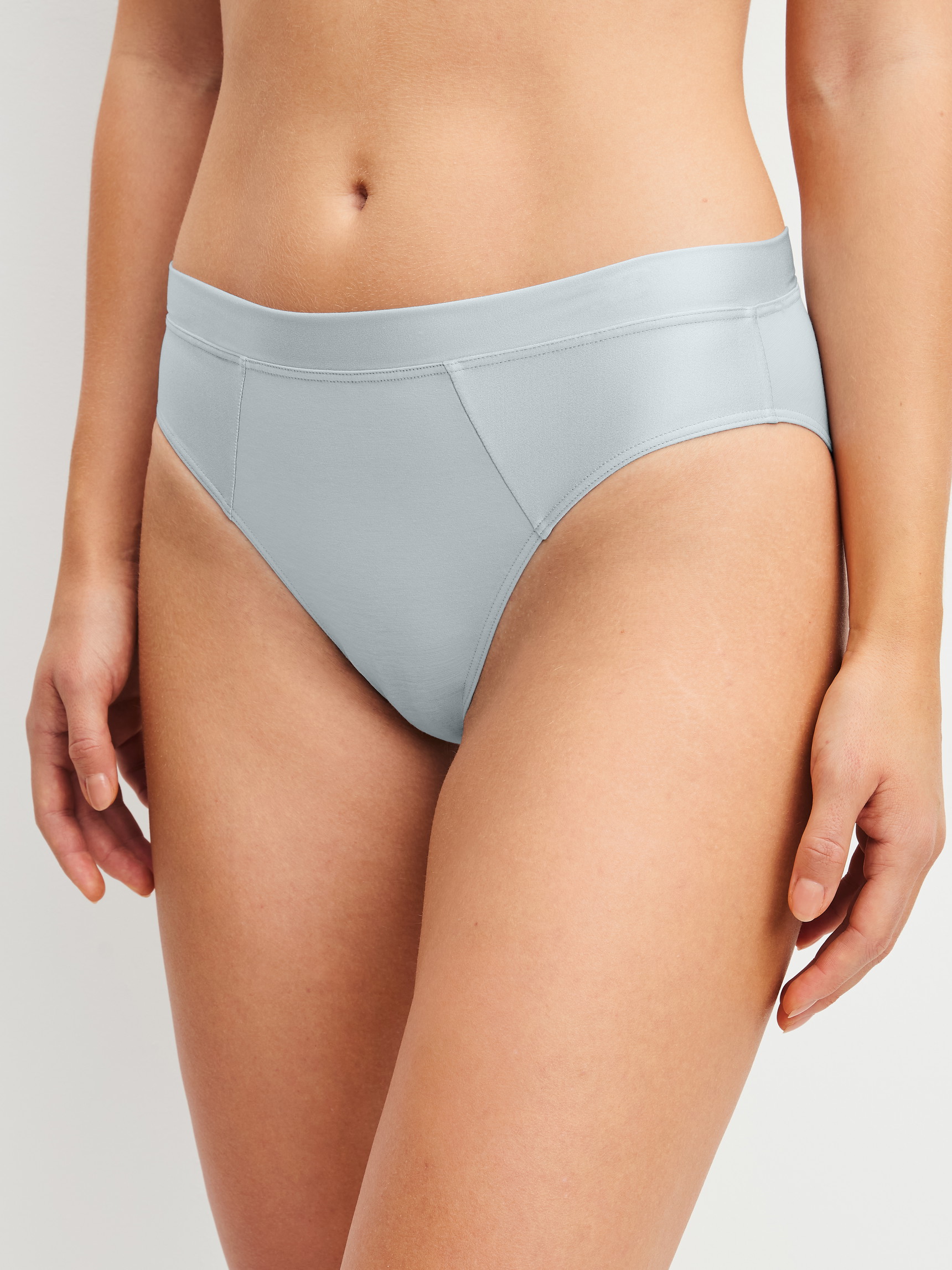 Women model is wearing Brief made of Cotton in Blue, Unicoloured from the Cate series by CALIDA, Front view