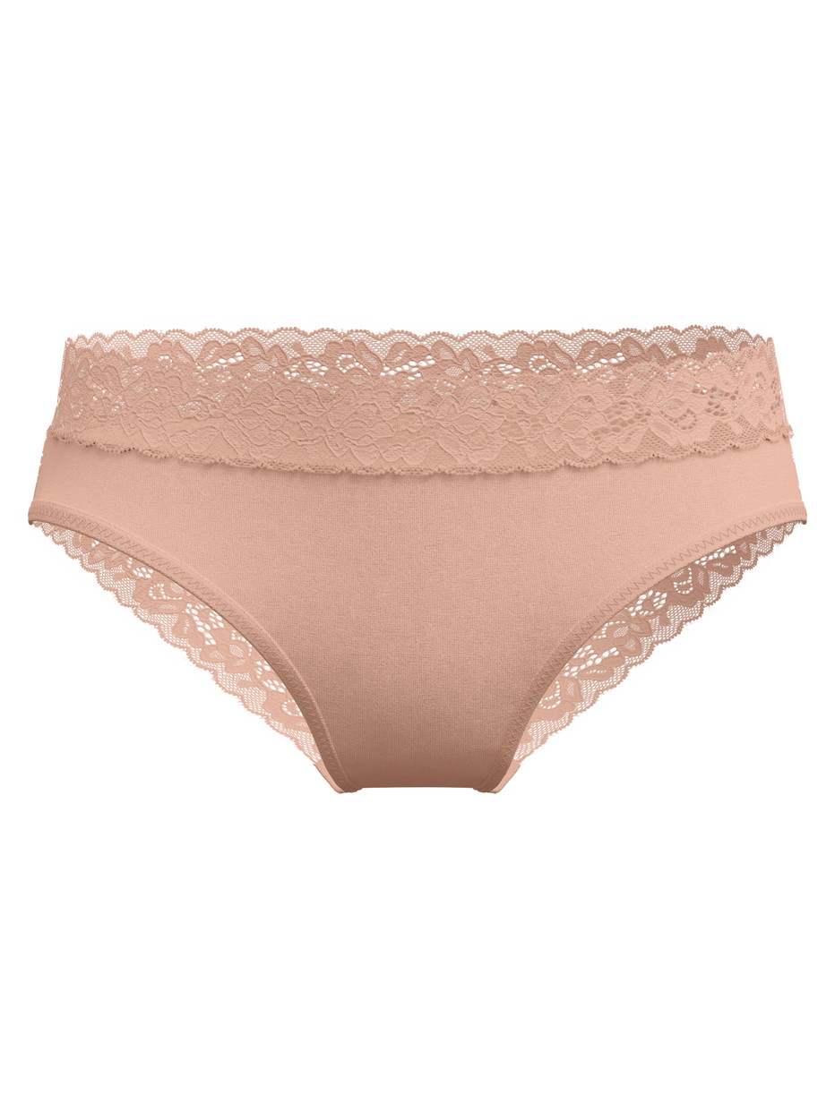 Damen - Slip, regular cut aus Baumwolle in Braun, Spitze aus Serie Natural Comfort Lace von CALIDA
