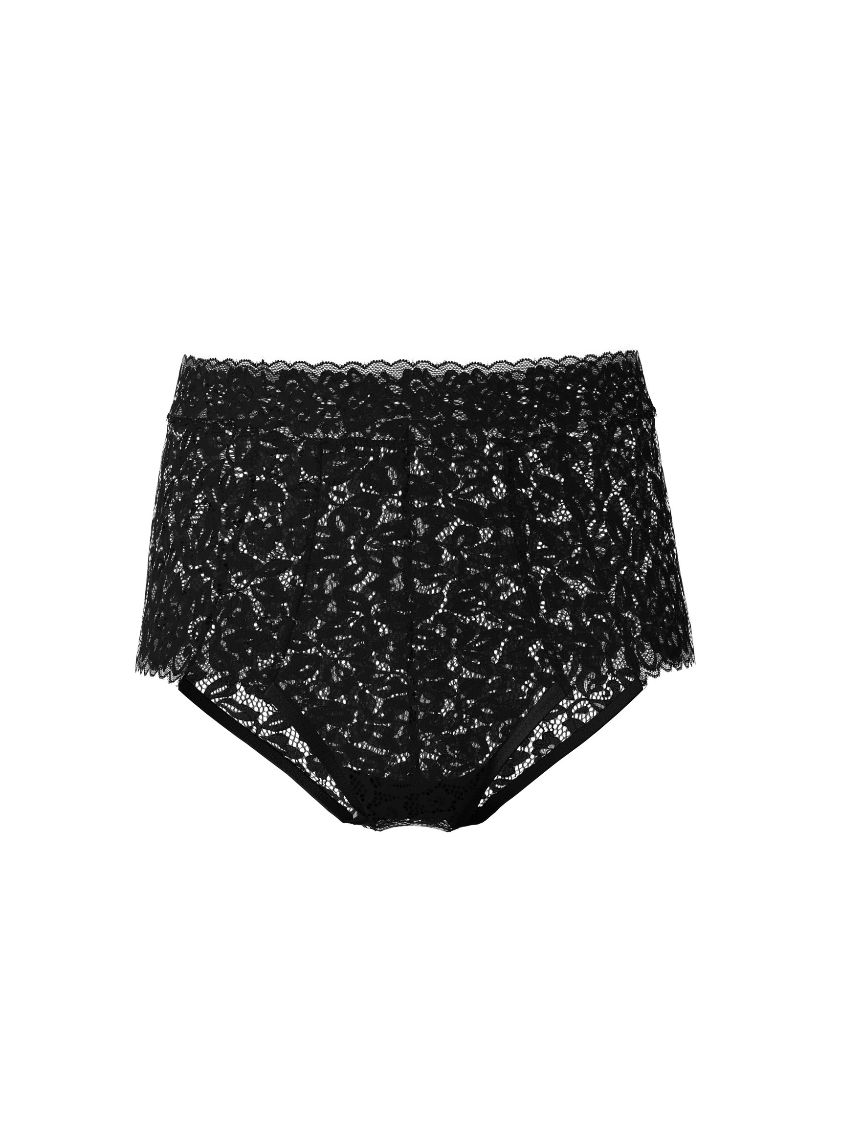 Donna - Slip, high waist in Swiss+Cotton di colore Nero, Pizzo, della serie Natural Comfort Lace di CALIDA