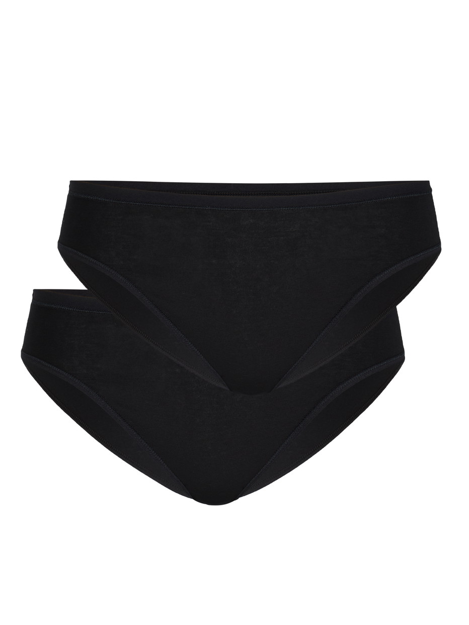 Multipack Damen - Slip, 2er-Pack aus Baumwolle in Schwarz, Einfarbig aus Serie Benefit Women von CALIDA