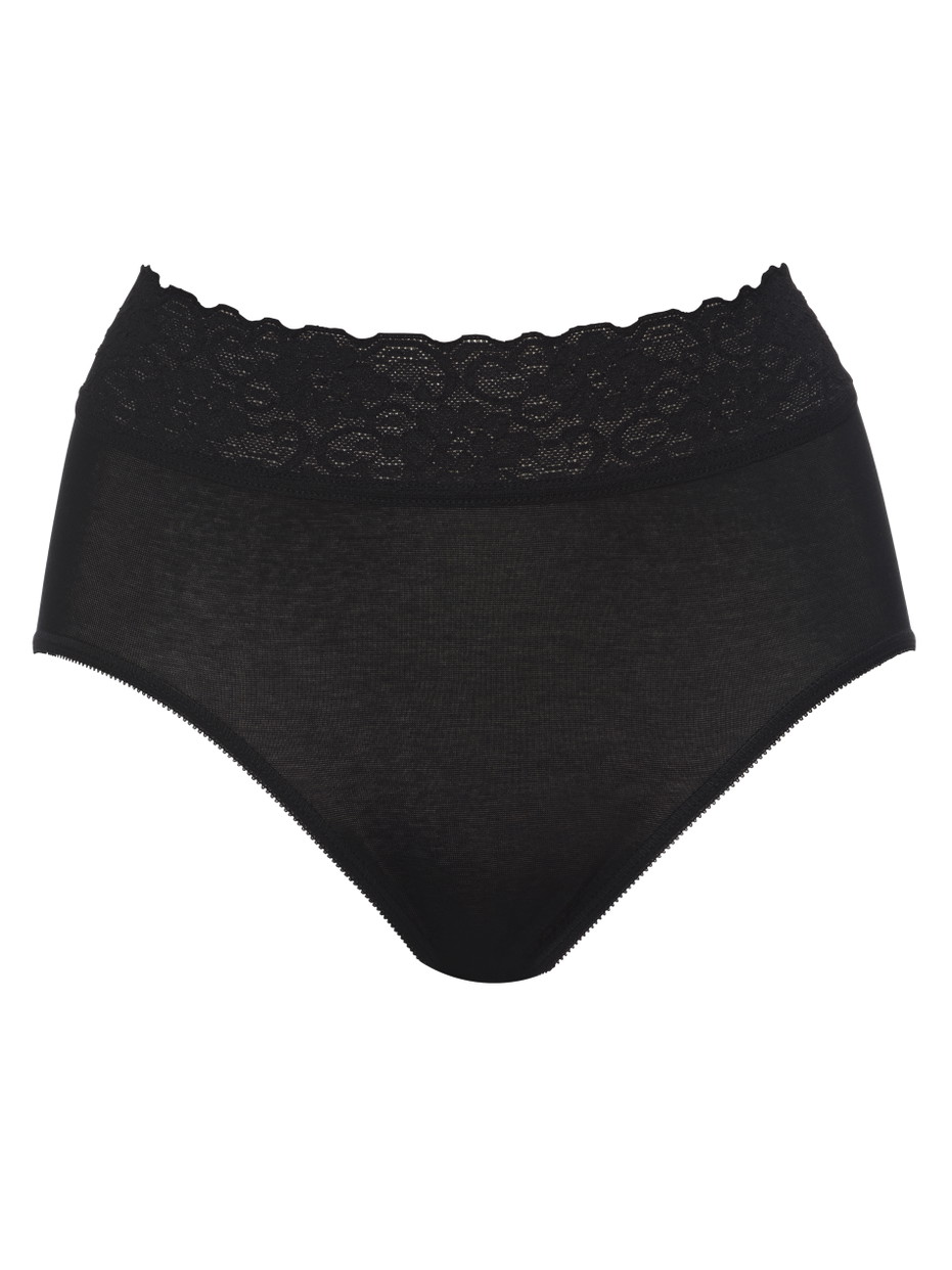 Damen - Midi-Slip aus 100% Baumwolle in Schwarz, Spitze aus Serie Iconics von CALIDA