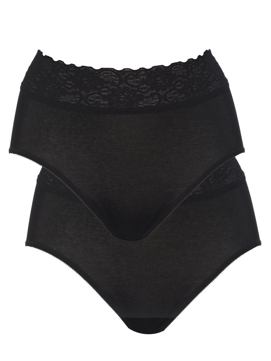 Multipack Damen - Midislip, 2er-Pack aus 100% Baumwolle in Schwarz, Einfarbig aus Serie Iconics von CALIDA