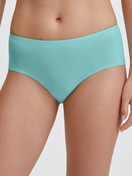 Women model is wearing Panty, low cut made of Cotton in Turquoise, Unicoloured from the Nat. Comfort Xtra series by CALIDA, Front view