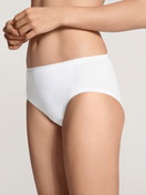 Women model is wearing Brief made of Cotton in White, Unicoloured from the Iconics series by CALIDA, Front view