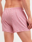 Men model is wearing Boxer shorts made of Cotton in Red, Patterned from the Valentine series by CALIDA, Back view