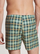 Herren-Model trägt Boxershorts aus 100% Baumwolle in Grün, Kariert aus Serie Daywear Xtra von CALIDA, Rückansicht