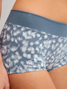 Women model is wearing Shorty regular cut made of Cotton in Grey, Patterned from the Elastic Trend series by CALIDA, Detail