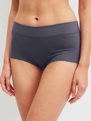 Women model is wearing Shorty regular cut made of Cotton in Grey, Unicoloured from the Elastic series by CALIDA, Front view