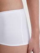Women model is wearing Shorty regular cut made of Polyamide in White, Unicoloured from the Sleek Skin series by CALIDA, Detail