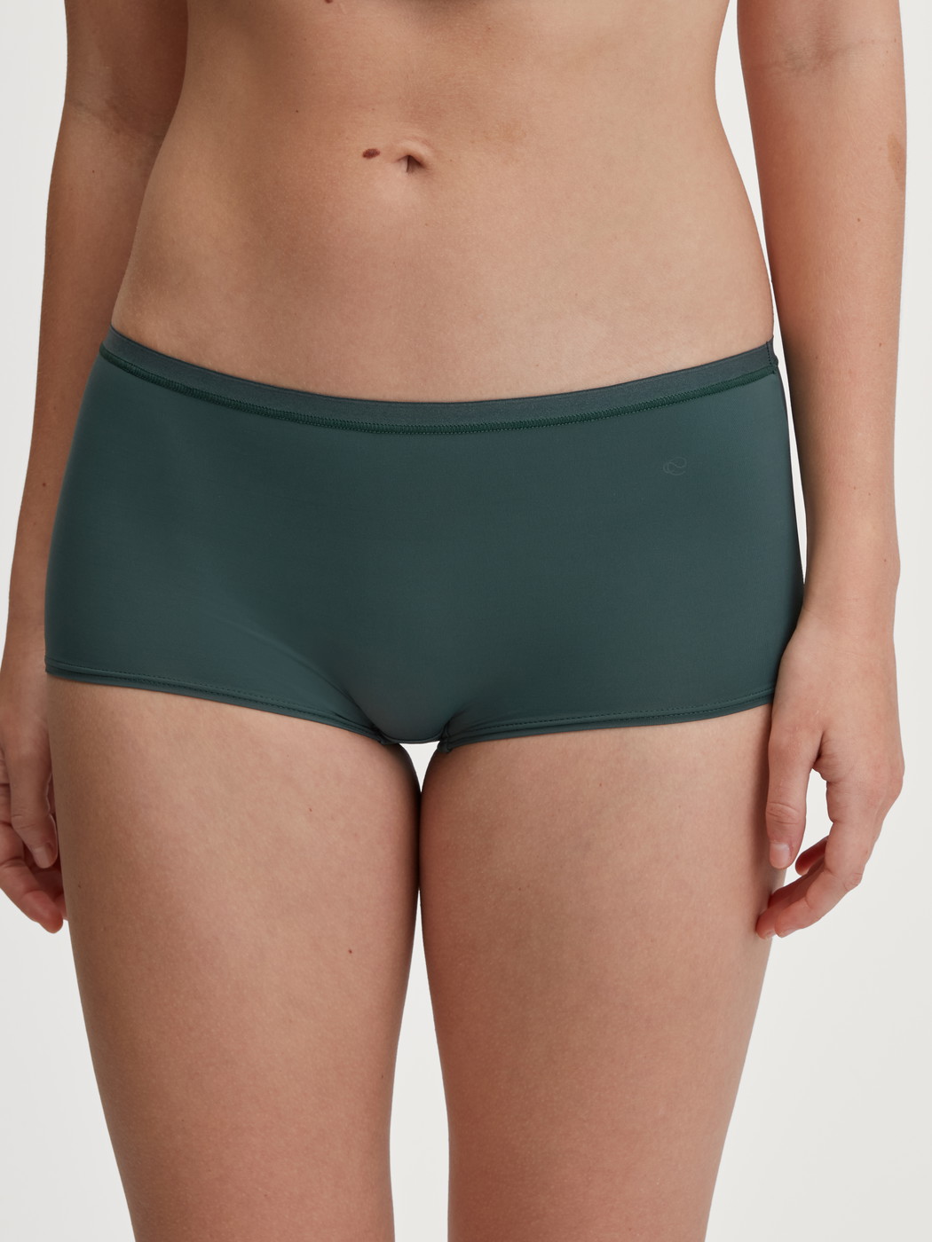 Le mannequin Femme porte le/la Panty taille haute en Polyamide de couleur Vert, Unicolore, de la série Sleek Skin de CALIDA, Vue de face