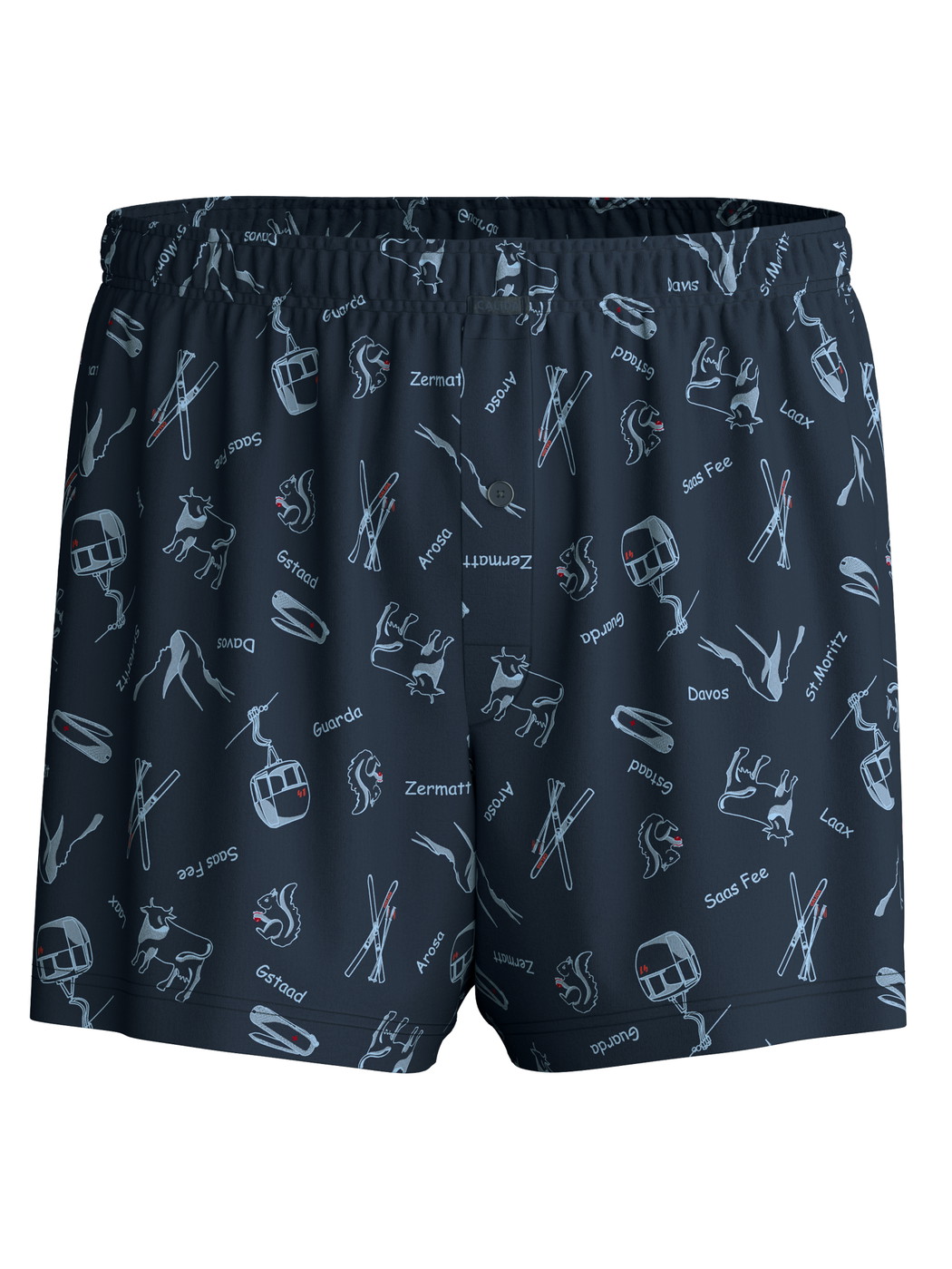 Uomo - Boxer con patta in 100% cotone di colore Blu, Motivo, della serie Swiss Resort di CALIDA