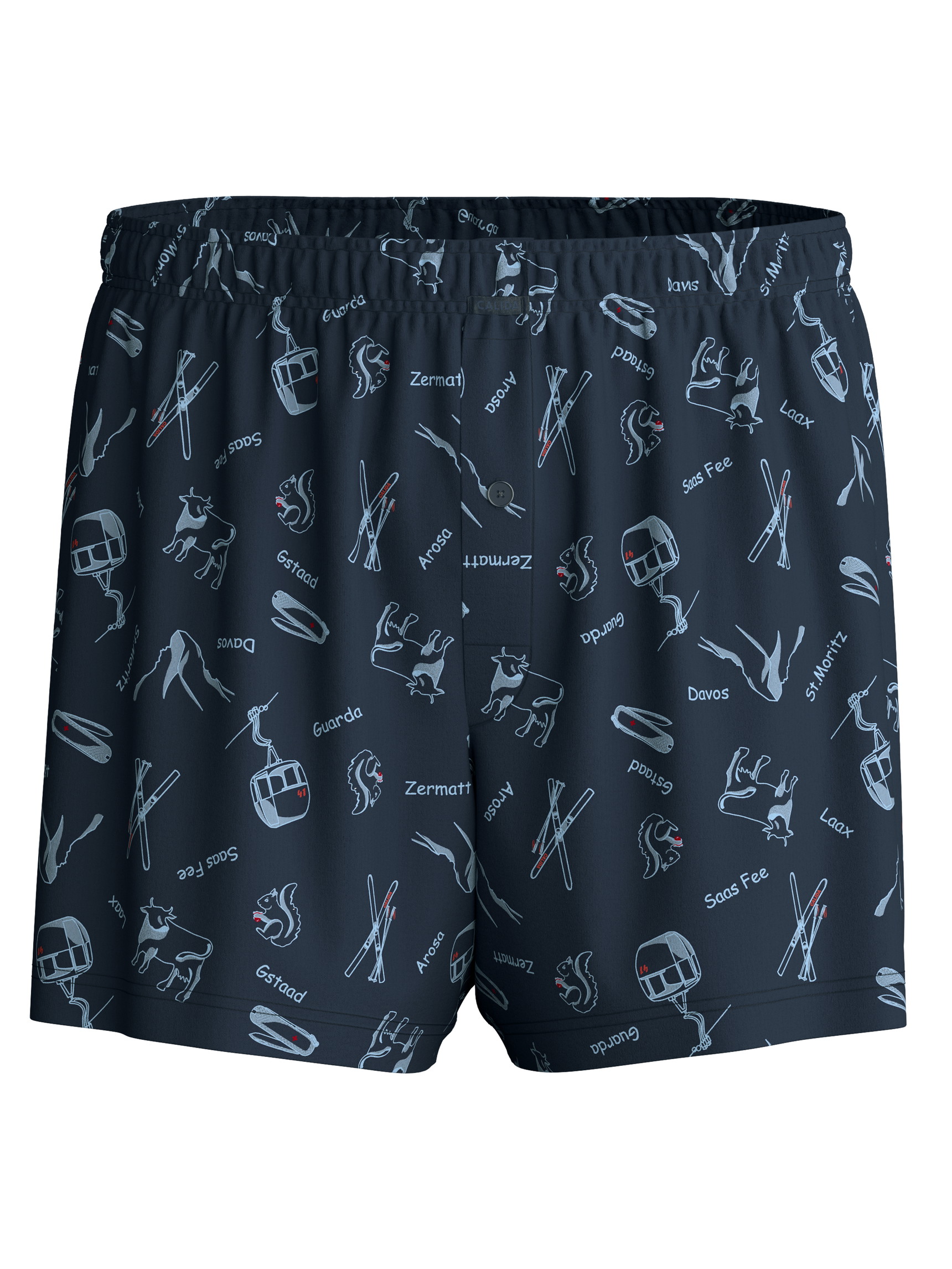 Uomo - Boxer con patta in 100% cotone di colore Blu, Motivo, della serie Swiss Resort di CALIDA