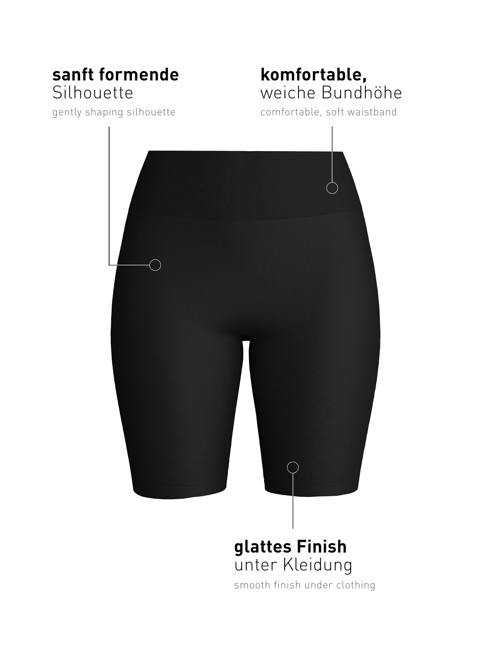 Donna - Pantaloncino modellante in Poliammide di colore Nero, Tinta unita, della serie Seamless Shape di CALIDA