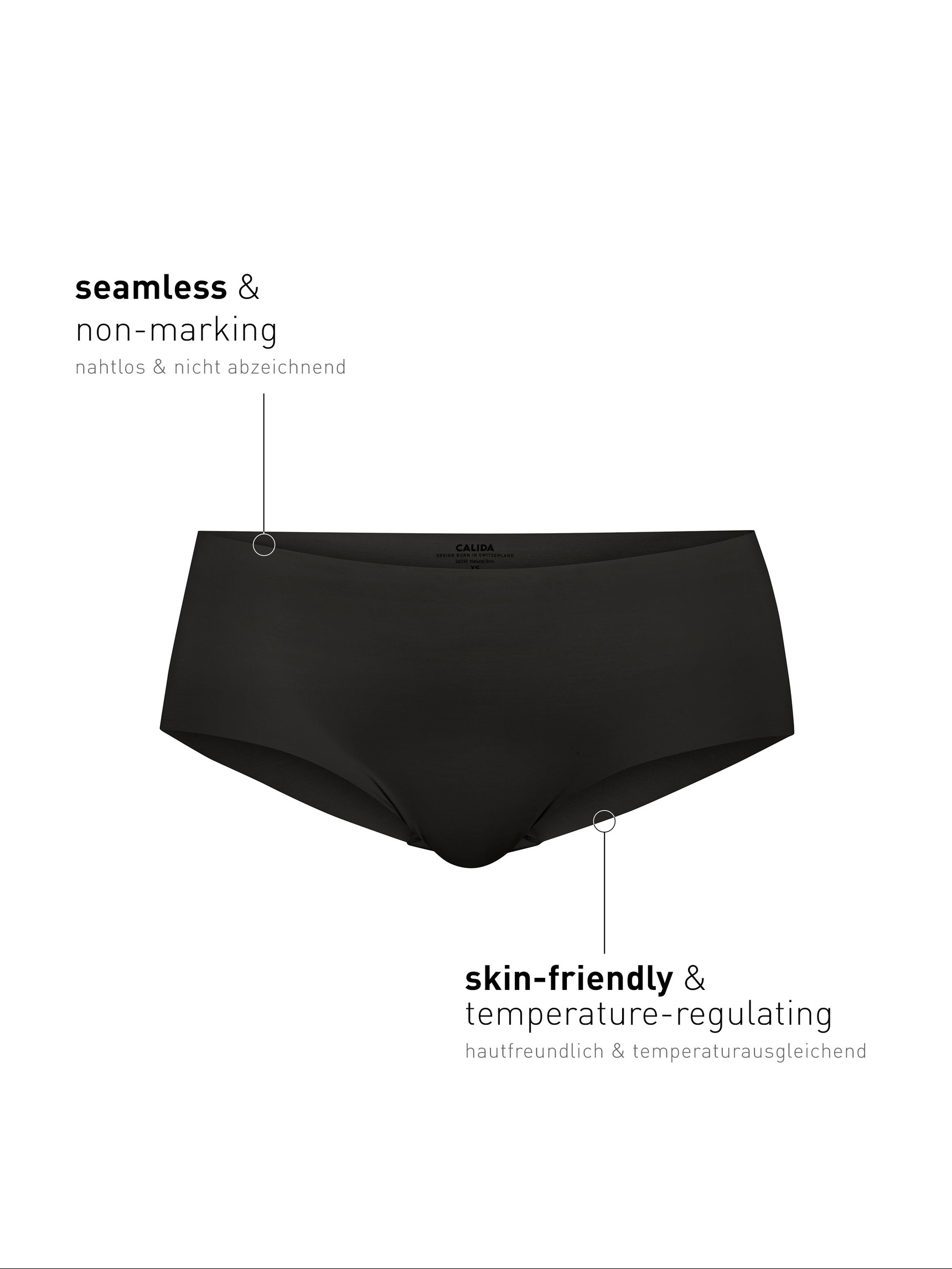 Damen - Seamless-Panty, low cut aus Modal in Schwarz, Einfarbig aus Serie Natural Skin von CALIDA