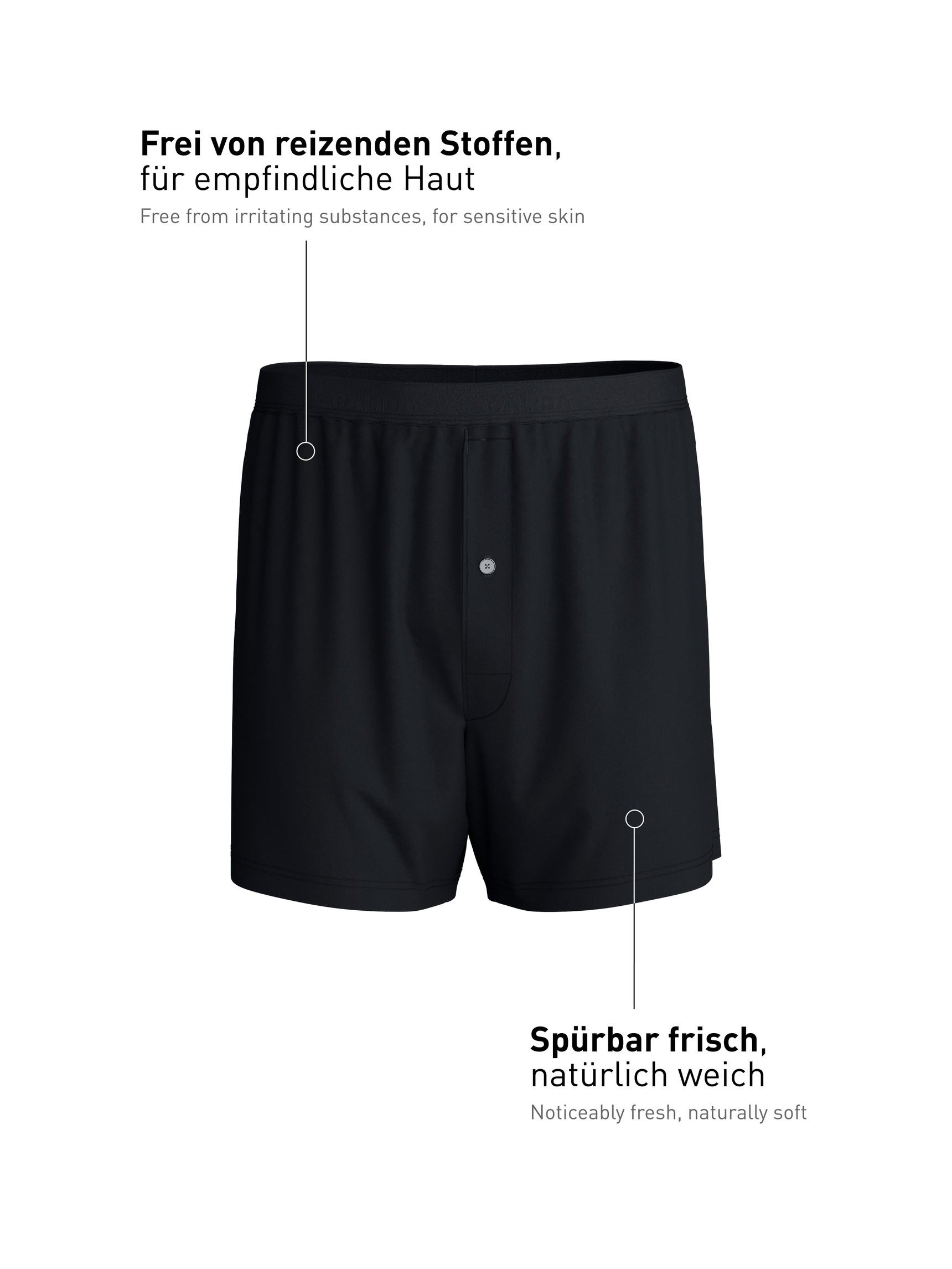 Homme - Boxer short en TENCEL™ de couleur Noir, Unicolore, de la série Natural Cooling de CALIDA