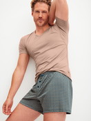 Men model is wearing Boxer shorts made of 100% Cotton in Beige, Patterned from the Cotton Choice series by CALIDA, Additional Image