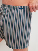 La modella / Il modello Uomo indossa Boxer short in Cotone di colore Blu, Modello, della serie Prints di CALIDA, Dettaglio