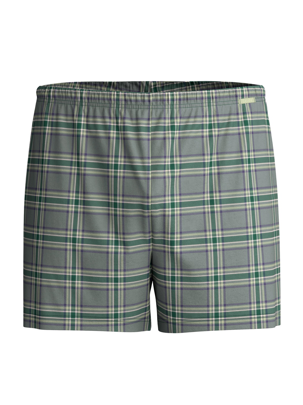 Homme - Boxer short en 100% coton de couleur Vert, À carreaux, de la série Prints de CALIDA