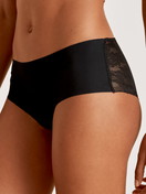 Women model is wearing Panty made of Modal in Black, Lace from the Natural Skin Lace series by CALIDA, Front view
