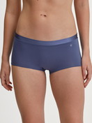 Women model is wearing Shorty regular cut made of Cotton in Blue, Unicoloured from the Cate series by CALIDA, Front view