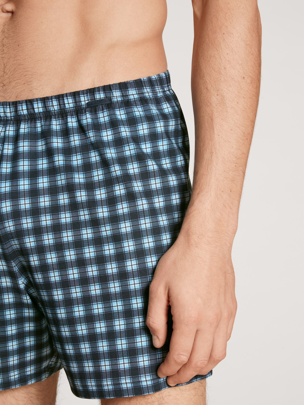 Uomo - Boxershorts, set da 2 in 100% cotone di colore Blu, A scacchi, della serie Prints Benefit di CALIDA, Dettaglio