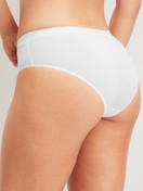 Women model is wearing Shorty regular cut made of Modal in White, Unicoloured from the Soft Favourites series by CALIDA, Back view