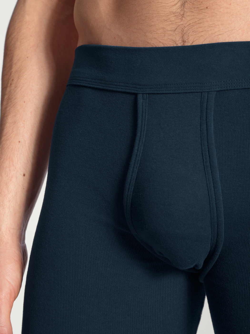 Men - Classic boxer brief with fly made of 100% Cotton in Blue, Unicoloured, from the Cotton 1:1 series by CALIDA, Detail