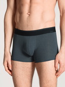 Men model is wearing Boxer brief made of Cotton in Blue, Unicoloured from the Cotton Stretch series by CALIDA, Front view