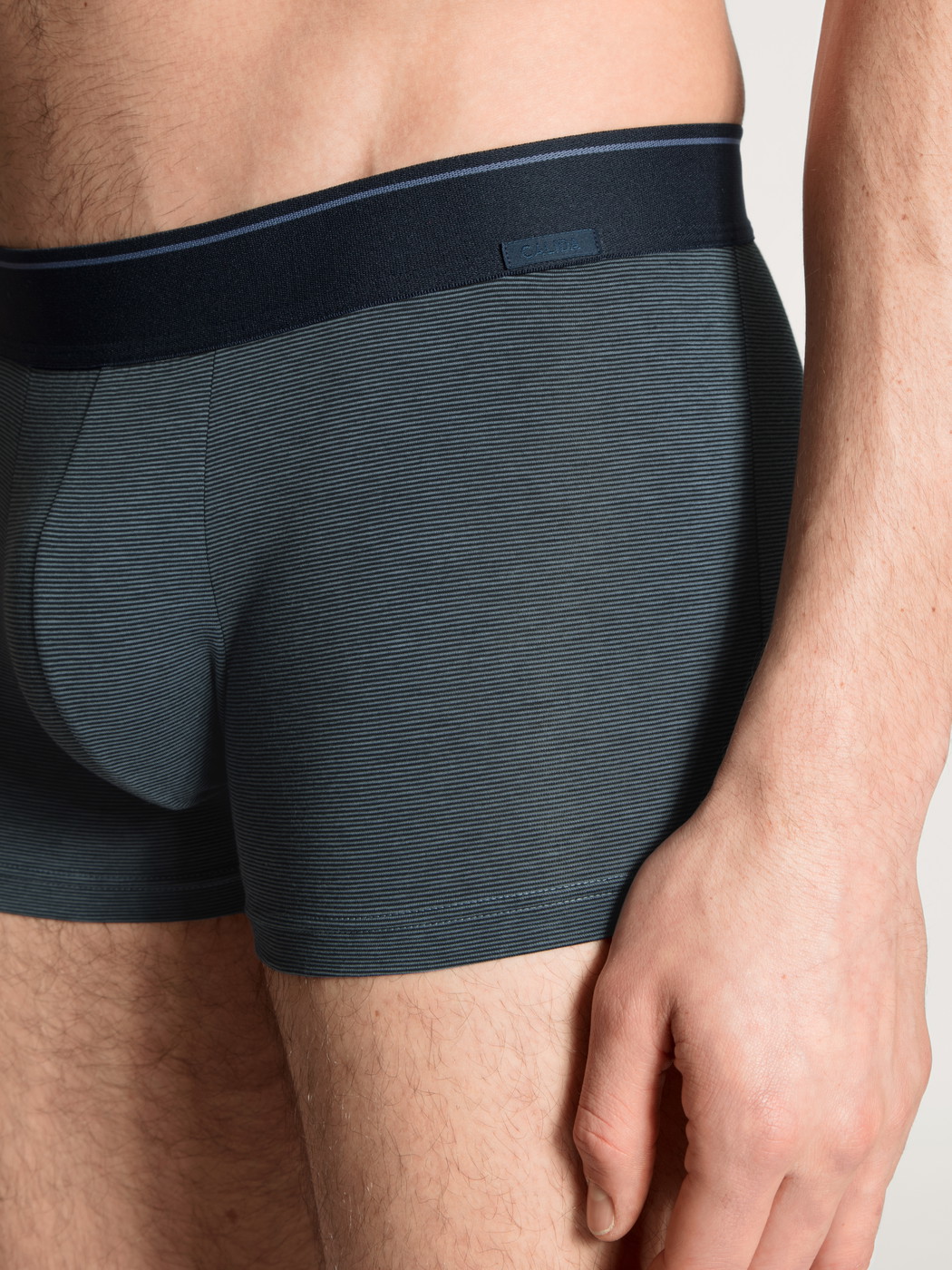 Men - Boxer brief made of Cotton in Blue, Unicoloured, from the Cotton Stretch series by CALIDA, Detail