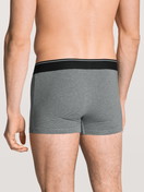 Men model is wearing Boxer brief made of Cotton in Grey, Unicoloured from the Cotton Stretch series by CALIDA, Back view