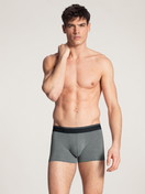 Men model is wearing Boxer brief made of Cotton in Grey, Unicoloured from the Cotton Stretch series by CALIDA, Outfit, Front view