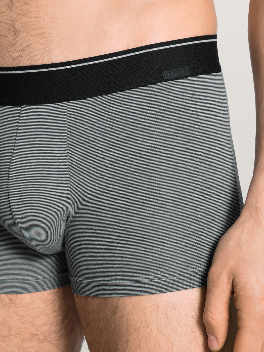 Men - Boxer brief made of Cotton in Grey, Unicoloured, from the Cotton Stretch series by CALIDA, Detail