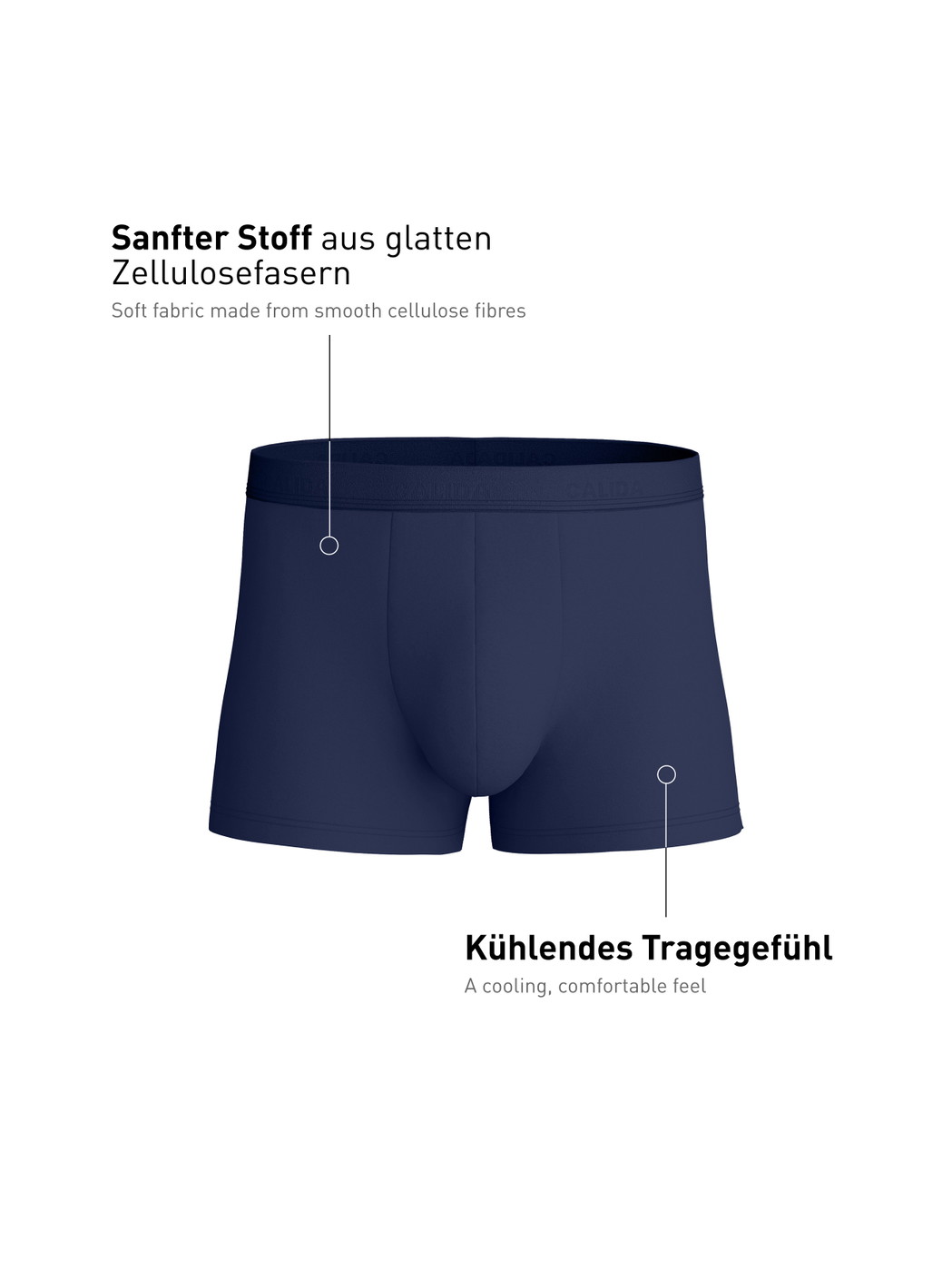 Herren - Boxer Brief aus Lyocell in Blau, Einfarbig aus Serie Natural Cooling von CALIDA