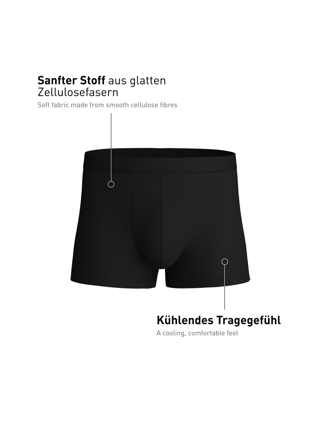 Herren - Boxer Brief aus TENCEL™ in Schwarz, Einfarbig aus Serie Natural Cooling von CALIDA