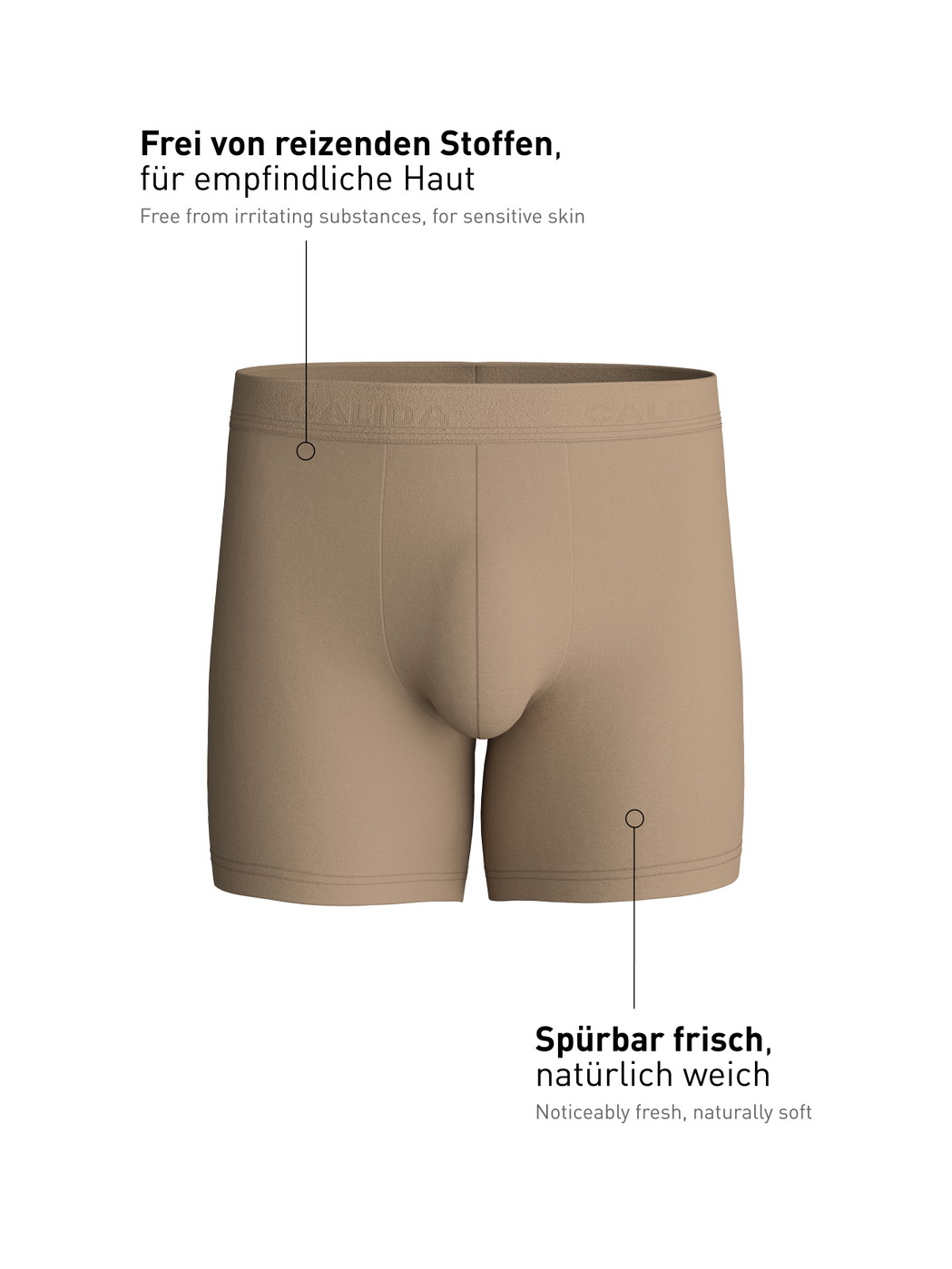 Herren - Boxer Brief mit langem Bein aus TENCEL™ in Beige, Einfarbig aus Serie Natural Cooling von CALIDA