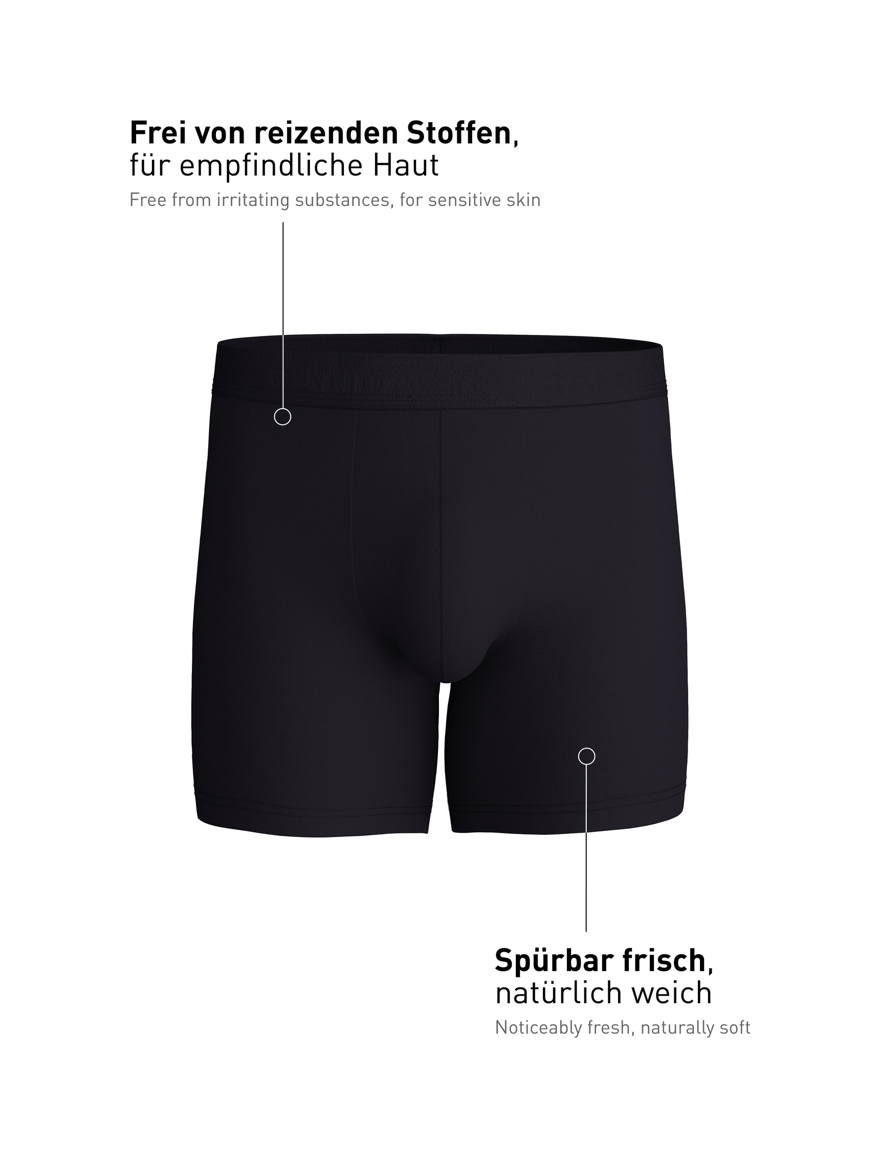 Herren - Boxer Brief mit langem Bein aus TENCEL™ in Schwarz, Einfarbig aus Serie Natural Cooling von CALIDA