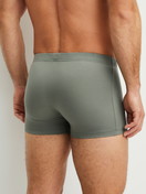 La modella / Il modello Uomo indossa Boxer brief in Cotone di colore Verde, Tinta unita, della serie Evolution di CALIDA, Vista posteriore