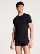 Homme - Boxer brief en Coton de couleur Noir, Unicolore, de la série Evolution de CALIDA, Détourage, Vue de face