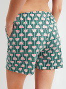 Women model is wearing Pyjama shorts made of 100% Cotton in Turquoise, Floral from the Favourites Beach series by CALIDA, Back view