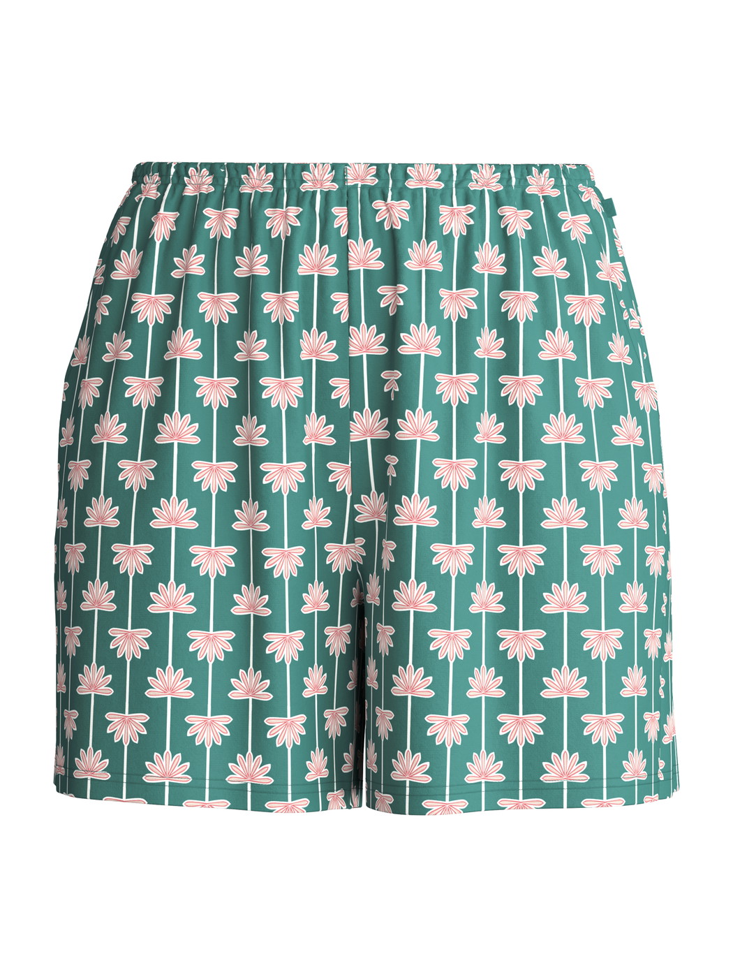 Women - Pyjama shorts made of 100% Cotton in Turquoise, Floral, from the Favourites Beach series by CALIDA
