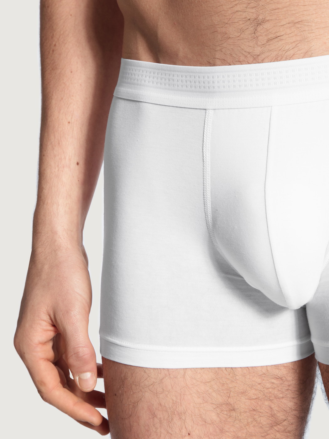 Herren - Boxer Brief mit Softbund aus Lyocell in Weiß, Einfarbig aus Serie Focus von CALIDA, Detail