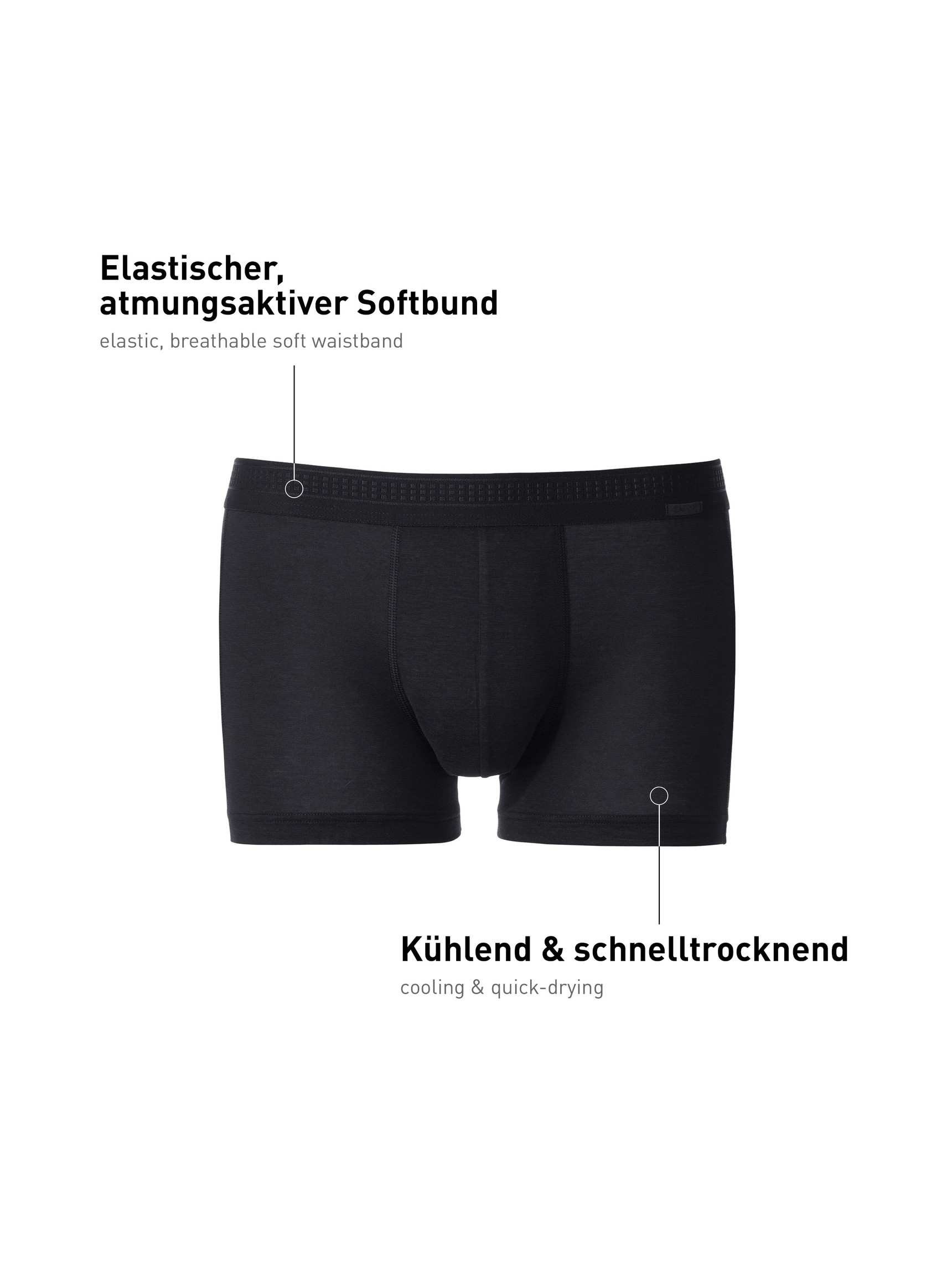 Herren - Boxer Brief mit Softbund aus Lyocell in Schwarz, Einfarbig aus Serie Focus von CALIDA