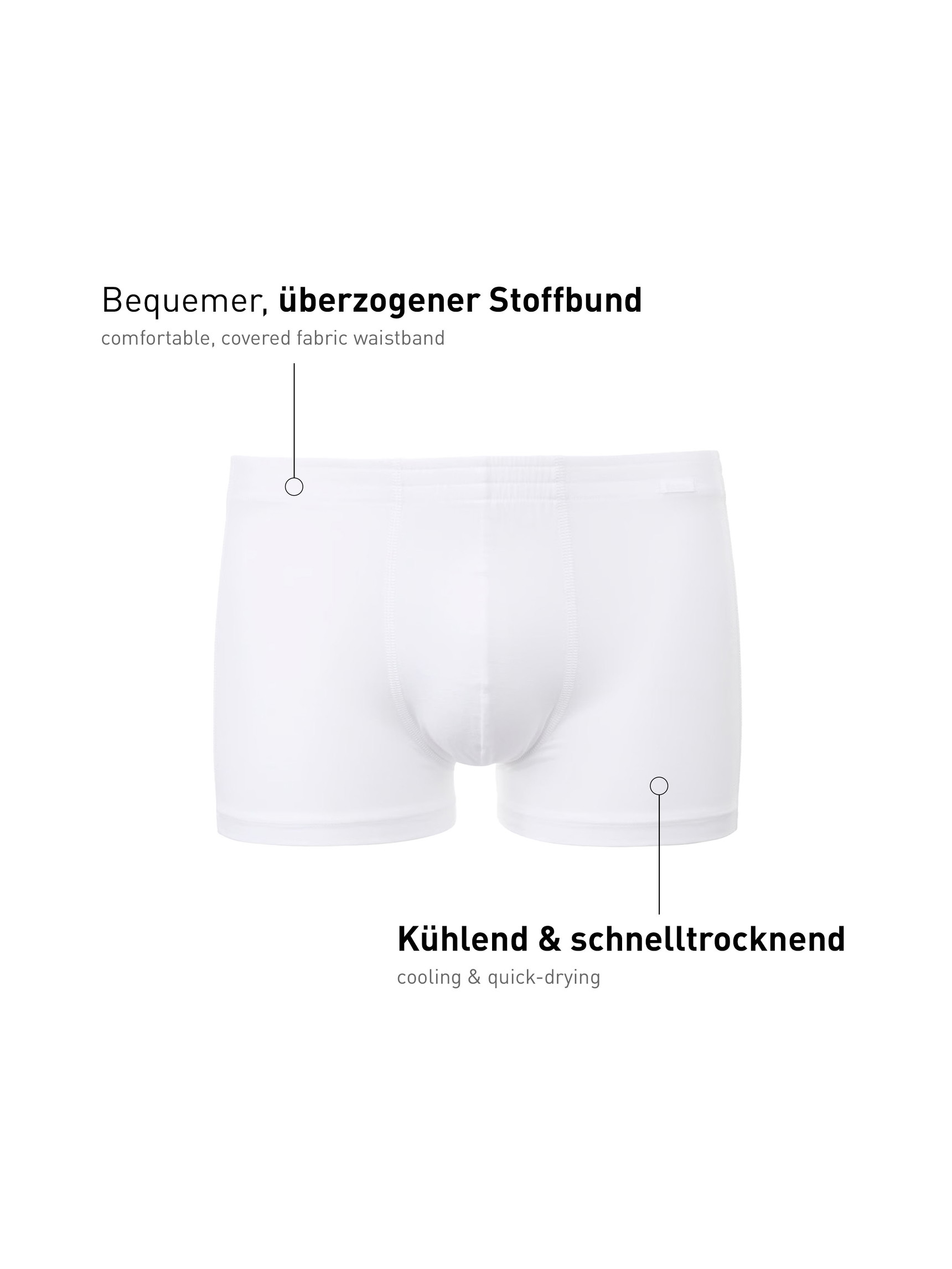 Herren - Boxer Brief mit stoffbezogenem Bund aus Lyocell in Weiß, Einfarbig aus Serie Focus von CALIDA