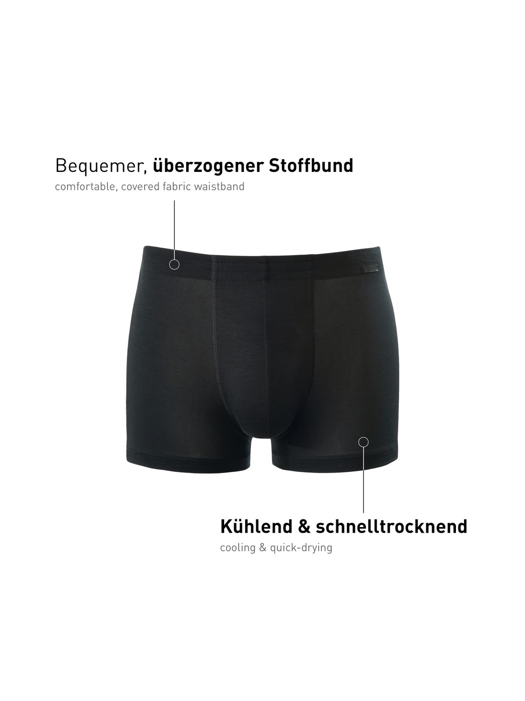 Uomo - Boxer brief in Lyocell di colore Nero, Tinta unita, della serie Focus di CALIDA