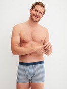 Le mannequin Homme porte le/la Boxer brief en Coton de couleur Bleu, Rayée, de la série Grafic Cotton de CALIDA, Tenue