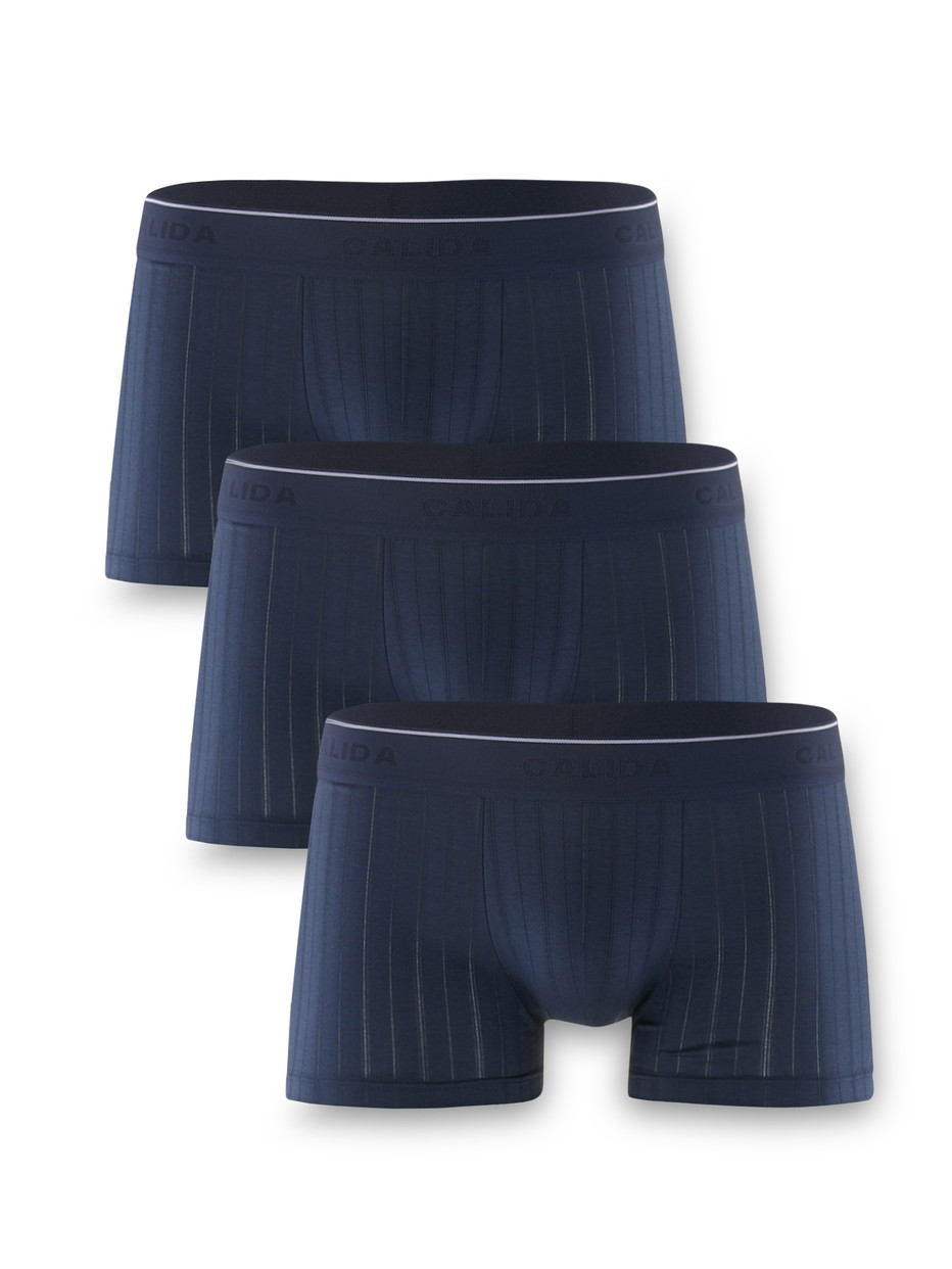 Multipack Herren - Boxer Brief, 3er-Pack aus Baumwolle in Blau, Einfarbig aus Serie Pure & Style von CALIDA