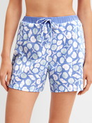 Women model is wearing Pyjama shorts made of 100% Cotton in Blue, Floral from the Favourites Ocean series by CALIDA, Front view